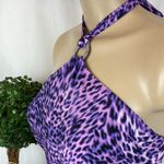 Dana Buchman Purple & Black Animal Print Halter Tankini Swim Bathing Suit Top 10 Photo 2