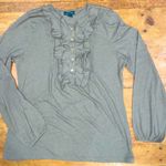 Ralph Lauren XL  Women's Ruffled Long Sleeve Top - Olive Green Photo 0