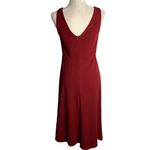 Retro Sleeveless V Neck Midi Swing Dress M Maroon Red Zip High Low Hem NEW Size M Photo 3