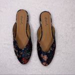 Qupid Turquoise Metallic Brocade Floral Mules Photo 2