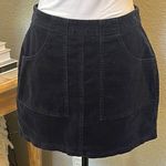 ZARA Dark Blue Corduroy Mini Skirt Front Pocket Hippie Retro Size Medium Photo 0