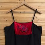 Vintage Y2K Clio Sz Large Red Black Silk Mandarin Asian Jacket Flapper Dress Set Photo 7