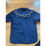 Alice Blue  navy and white ruffle western style button down shirt‎ women's size M Photo 4