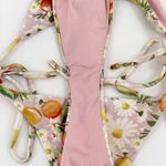 Farm Rio Tangerine Dream Bikini Set Pink Fruit Floral Side Tie Triangle Size S Photo 7