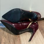 Marc Fisher Dark Red Patent Leather Heels with Gold Accent Photo 4