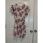 Crossover Romper Floral Print Cold‎ Shoulder Ruffle Sleeve Summer Dress S White Photo 4