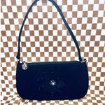 Vera Bradley Classic Black Microfiber Gigi Baguette Evening Purse With Flower Photo 7