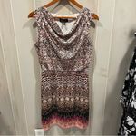 Dana Buchman Cute  silky pink black pattern elastic waist mini dress cowl neck Photo 7