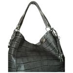 G.I.L.I Gray Croc Embossed Genuine Leather Satchel Handbag. Photo 5