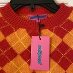 Edikted  Red and Orange Argyle Sweater-so soft cropped length 14” bust 28” Photo 1