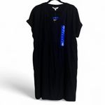 Briggs New York Briggs Linen Blend Dress Black V-Neck Sz L Short Sleeves Vacation Cruise Wear Photo 2