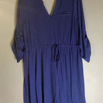 Torrid Blue Knit Dress Elastic Waist Keyhole Back Roll Tab Sleeve 1X Photo 0