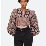 💕SEA NEW YORK💕 Margo Quilted Top ~ 100% Cotton Purple Border Print Large NWOT Photo 2