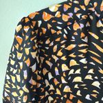Nanette Lepore Butterfly Print Blouse Size Medium Long Sleeve Popover Nature Black Photo 1