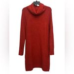 Loft Cowl Neck Sweater Dress Size Medium Orange Ribbed Knit Career Wear Photo 1