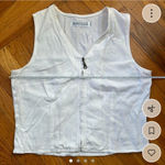 Vintage 90’s / Y2K linen ish material zip up slightly cropped vest top White Size M Photo 0