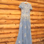 Mac Duggal 5717 Blue Embellished Butterfly Sleeve High Neck Gown Blue 10 Photo 6