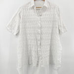 Aura  White Eyelet Embroidered Tunic‎ Top Shirt Dress XL Cotton Blend Button Up Photo 0