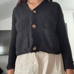 SO Slouchy Ribbed Button Front Black Cardigan S Photo 1