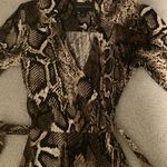 Donna Morgan NWT Wrap Tie Long Sleeve Snake Print Dress Black/Taupe/Brown Photo 7