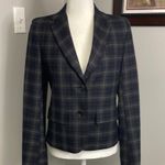 Max Mara Weekend Single Breasted Blazer Size 6 Plaid Navy Business Italy Photo 0