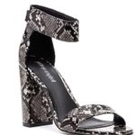 Jeffrey Campbell Lindsay Heeled Sandals Black Grey Snake Animal Print Size 7.5 Photo 0