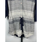 Anthropologie Postmark Blue White Long Roll Tab Sleeve Tie‎ Front Shirt Dress XS Photo 4