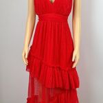 VICI Collection Tiered Tulle Midi Dress Red Sz large Photo 3