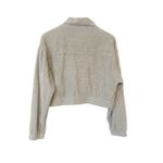 Aerie  Gray Groove On Velour Ribbed Full Zip Cropped Sweatshirt Jacket Medium‎ Photo 2