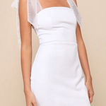 Lulus NWT  Women's Beaming Perfection White Pearl Organza Tie-Strap Mini Dress S Photo 0