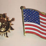 Vintage Gold Tone Celestial Sun American Flag Scatter Pins Tiny Pins Photo 0