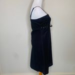 Filippo Spaghetti Strap Rosette Lace Bodice Sheath Dress Linen? Large Black Photo 3