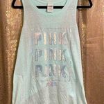 PINK - Victoria's Secret PINK Victoria’s Secret mint green iridescent sequin bling tanktop, size L Photo 0