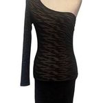 Papaya Bodycon One Arm Dress Medium Black Y2k Sheer Burnout USA Whimsigoth Midi Photo 0