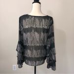 Vintage Havana  Ruffle Sleeve Knot Front Sheer Top Blouse Medium Tie Dyed Keyhole Photo 4