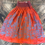 Crinkle Smocked Skirt Strapless Dress Floral Boho Festival Gypsy Hippie Western Orange Photo 0