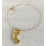 VTG Egyptian Queen Goldtone Large Pendant slide On Goldtone Wire Necklace Gold Photo 4