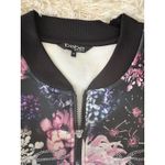 Bebe Sport Floral Bomber Jacket Women's Medium Multicolor Rhinestone Accents Photo 3