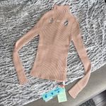 Off-White Holy Cutout Ribbed Long Sleeve Mock Neck Sweater In Nude Photo 5