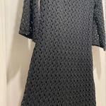 AUW Black Boho Bohemian Hippie Retro 1960s Crochet Lace Dress With Bell Sleeves Photo 4