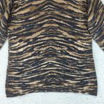 Talbots Pure Cashmere Top Medium Brown Black Tiger Stripe Animal Print Photo 5