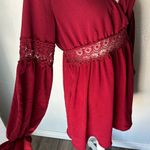 SheIn Burgundy Lace Long Sleeve Dress Photo 2