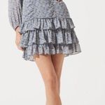 ASTR The Label Floral Blue Dress with Ruffle Hem Size L Photo 0