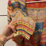 Sézane Sezane x Chufy pink orange semi sheer metallic printed draped Abelia wrap blouse Photo 7