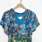 Anthropologie Robin Tiered Oversize Floral Flutter Sleeve Boho Mini Dress Small Photo 4