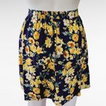 Forever 21  Navy & Yellow Floral Button Front Mini Skirt Size Medium Photo 4