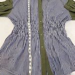 ZARA Striped Smocked Waist Button Down Long Sleeve Peplum Tunic Blouse EUC Sz M Photo 11