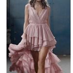 Mac Duggal Tiered Ruffle Chiffon High/Low Gown in Rose Pink Size US 2 Photo 1