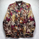 Quilted Reversible Jacket Brown or Floral Lightweight Cotton CJ Banks Size 2X Photo 0