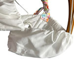 ZARA  Ivory White Puff Sleeve Mini Cut Out Back Lace Up Embroidered Dress Size XS Photo 2